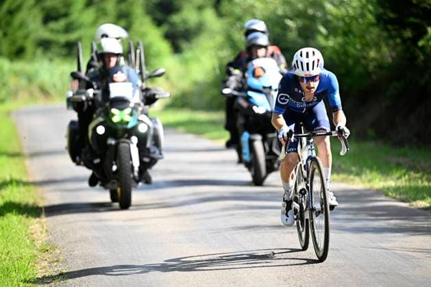 Tour de Wallonie 2025 Stage 5 BERTRIX, BELGIUM - JULY 30 : Rochas Remy (FRA) of Groupama - FDJ in action during stage 5 of the 30th edition of Tour de Wallonie an UCI ProSeries 2.Pro cycling road race stage for Men Elite of 183.2 km with start in Bertrix and finish in Bertrix on July 30, 2025 in Bertrix, Belgium, 30 07 2025 ( Motordriver Louis Bidlot - Bertrix Belgium  Copyright: xTomasxSiskx