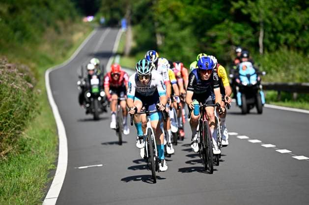 Tour de Wallonie 2025 Stage 5 BERTRIX, BELGIUM - JULY 30 : Rider of Team Bahrain - Victorious, Baloise Glowi Lions team in action during stage 5 of the 30th edition of Tour de Wallonie an UCI ProSeries 2.Pro cycling road race stage for Men Elite of 183.2 km with start in Bertrix and finish in Bertrix on July 30, 2025 in Bertrix, Belgium, 30 07 2025 ( Motordriver Louis Bidlot - Bertrix Belgium  Copyright: xTomasxSiskx