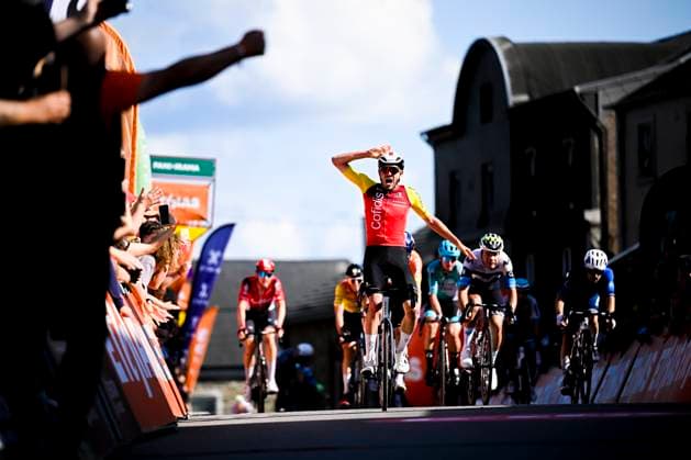 Tour de Wallonie 2025 Stage 5 BERTRIX, BELGIUM - JULY 30 : Izquierdo Clément (FRA) of Cofidis celebrating his victory during stage 5 of the 30th edition of Tour de Wallonie an UCI ProSeries 2.Pro cycling road race stage for Men Elite of 183.2 km with start in Bertrix and finish in Bertrix on July 30, 2025 in Bertrix, Belgium, 30 07 2025 ( Motordriver Louis Bidlot - Bertrix Belgium  Copyright: xTomasxSiskx