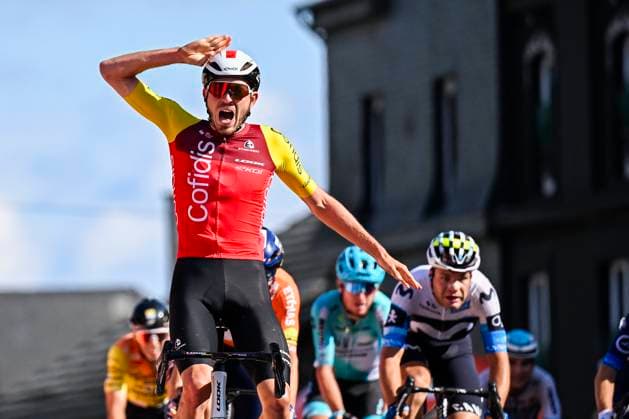 Tour de Wallonie 2025 Stage 5 BERTRIX, BELGIUM - JULY 30 : Izquierdo Clément (FRA) of Cofidis celebrating his victory during stage 5 of the 30th edition of Tour de Wallonie an UCI ProSeries 2.Pro cycling road race stage for Men Elite of 183.2 km with start in Bertrix and finish in Bertrix on July 30, 2025 in Bertrix, Belgium, 30 07 2025 ( Motordriver Louis Bidlot - Bertrix Belgium  Copyright: xTomasxSiskx