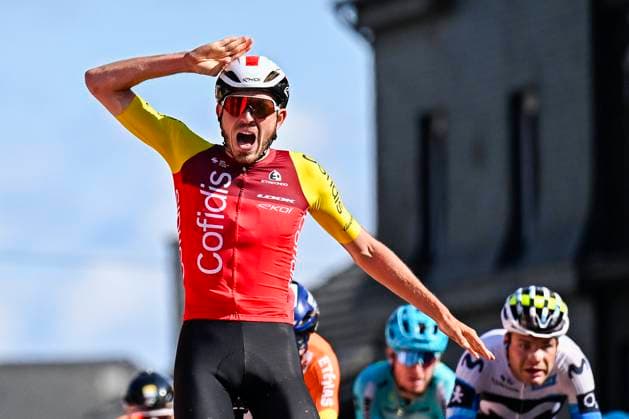 Tour de Wallonie 2025 Stage 5 BERTRIX, BELGIUM - JULY 30 : Izquierdo Clément (FRA) of Cofidis celebrating his victory during stage 5 of the 30th edition of Tour de Wallonie an UCI ProSeries 2.Pro cycling road race stage for Men Elite of 183.2 km with start in Bertrix and finish in Bertrix on July 30, 2025 in Bertrix, Belgium, 30 07 2025 ( Motordriver Louis Bidlot - Bertrix Belgium  Copyright: xTomasxSiskx