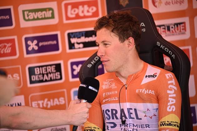 Tour de Wallonie 2025 Stage 5 BERTRIX, BELGIUM - JULY 30 : Strong Corbin (USA) of Israel - Premier Tech during an interview after the race during stage 5 of the 30th edition of Tour de Wallonie an UCI ProSeries 2.Pro cycling road race stage for Men Elite of 183.2 km with start in Bertrix and finish in Bertrix on July 30, 2025 in Bertrix, Belgium, 30 07 2025 ( Motordriver Louis Bidlot - Bertrix Belgium  Copyright: xTomasxSiskx