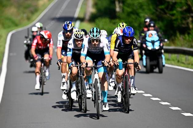 Tour de Wallonie 2025 Stage 5 BERTRIX, BELGIUM - JULY 30 : Riders Bahrain - Victorious in the escape pack during stage 5 of the 30th edition of Tour de Wallonie an UCI ProSeries 2.Pro cycling road race stage for Men Elite of 183.2 km with start in Bertrix and finish in Bertrix on July 30, 2025 in Bertrix, Belgium, 30 07 2025 ( Motordriver Louis Bidlot - Bertrix Belgium  Copyright: xTomasxSiskx