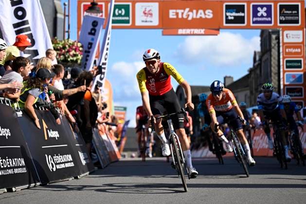 Tour de Wallonie 2025 Stage 5 BERTRIX, BELGIUM - JULY 30 : Rider of Cofidis at the finish line during stage 5 of the 30th edition of Tour de Wallonie an UCI ProSeries 2.Pro cycling road race stage for Men Elite of 183.2 km with start in Bertrix and finish in Bertrix on July 30, 2025 in Bertrix, Belgium, 30 07 2025 ( Motordriver Louis Bidlot - Bertrix Belgium  Copyright: xTomasxSiskx