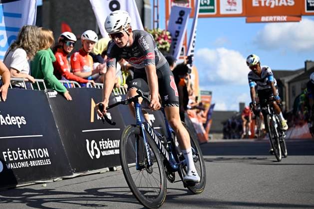 Tour de Wallonie 2025 Stage 5 BERTRIX, BELGIUM - JULY 30 : Del Grosso Tibor (BEL) of Alpecin-Deceuninck at the finish line during stage 5 of the 30th edition of Tour de Wallonie an UCI ProSeries 2.Pro cycling road race stage for Men Elite of 183.2 km with start in Bertrix and finish in Bertrix on July 30, 2025 in Bertrix, Belgium, 30 07 2025 ( Motordriver Louis Bidlot - Bertrix Belgium  Copyright: xTomasxSiskx