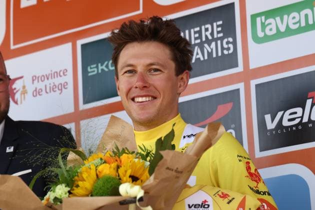 New Zealander Corbin John Strong of Israel-Premier Tech pictured on the podium after the fifth and final stage of the Tour De Wallonie cycling race, from and back of Bertrix (183,3 km), on Wednesday 30 July 2025. BRUNOxFAHY  x130303674x