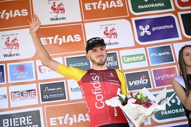 Tour de Wallonie 2025 Stage 5 BERTRIX, BELGIUM - JULY 30 : Izquierdo Clément (FRA) of Cofidis on the podium during stage 5 of the 30th edition of Tour de Wallonie an UCI ProSeries 2.Pro cycling road race stage for Men Elite of 183.2 km with start in Bertrix and finish in Bertrix on July 30, 2025 in Bertrix, Belgium, 30 07 2025 ( Motordriver Louis Bidlot - Bertrix Belgium  Copyright: xTomasxSiskx