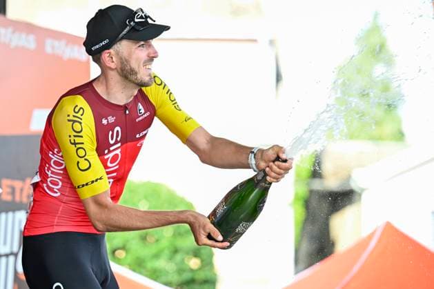 Tour de Wallonie 2025 Stage 5 BERTRIX, BELGIUM - JULY 30 : Izquierdo Clément (FRA) of Cofidis on the podium during stage 5 of the 30th edition of Tour de Wallonie an UCI ProSeries 2.Pro cycling road race stage for Men Elite of 183.2 km with start in Bertrix and finish in Bertrix on July 30, 2025 in Bertrix, Belgium, 30 07 2025 ( Motordriver Louis Bidlot - Bertrix Belgium  Copyright: xTomasxSiskx