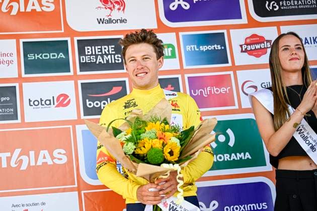Tour de Wallonie 2025 Stage 5 BERTRIX, BELGIUM - JULY 30 : Strong Corbin (USA) of Israel - Premier Tech on the podium during stage 5 of the 30th edition of Tour de Wallonie an UCI ProSeries 2.Pro cycling road race stage for Men Elite of 183.2 km with start in Bertrix and finish in Bertrix on July 30, 2025 in Bertrix, Belgium, 30 07 2025 ( Motordriver Louis Bidlot - Bertrix Belgium  Copyright: xTomasxSiskx