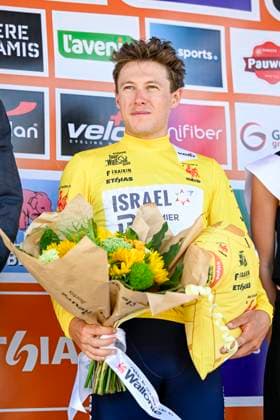 Tour de Wallonie 2025 Stage 5 BERTRIX, BELGIUM - JULY 30 : Strong Corbin (USA) of Israel - Premier Tech on the podium during stage 5 of the 30th edition of Tour de Wallonie an UCI ProSeries 2.Pro cycling road race stage for Men Elite of 183.2 km with start in Bertrix and finish in Bertrix on July 30, 2025 in Bertrix, Belgium, 30 07 2025 ( Motordriver Louis Bidlot - Bertrix Belgium  Copyright: xTomasxSiskx