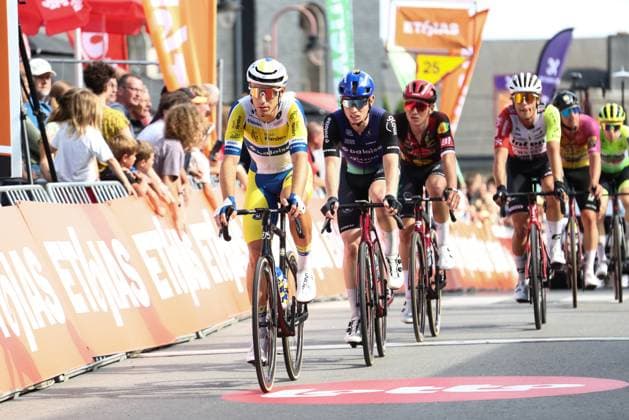 Belgian Lindsay De Vylder of Team Flanders Baloise and Belgian Daan Marien of Baloise Glowi Lions pictured in action during the fifth and final stage of the Tour De Wallonie cycling race, from and back of Bertrix (183,3 km), on Wednesday 30 July 2025. BRUNOxFAHY  x130304212x
