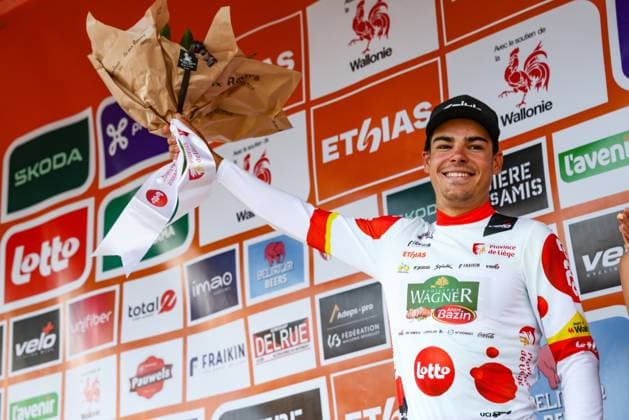 French Henri Francois Renard Haquin of Wagner Bazin WB wearing the white jersey for leader in the climbers ranking after the fifth and final stage of the Tour De Wallonie cycling race, from and back of Bertrix (183,3 km), on Wednesday 30 July 2025. BRUNOxFAHY  x130304835x