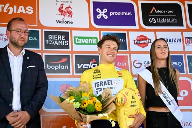 Tour de Wallonie 2025 Stage 5 BERTRIX, BELGIUM - JULY 30 : Strong Corbin (USA) of Israel - Premier Tech on the podium during stage 5 of the 30th edition of Tour de Wallonie an UCI ProSeries 2.Pro cycling road race stage for Men Elite of 183.2 km with start in Bertrix and finish in Bertrix on July 30, 2025 in Bertrix, Belgium, 30 07 2025 ( Motordriver Louis Bidlot - Bertrix Belgium  Copyright: xTomasxSiskx