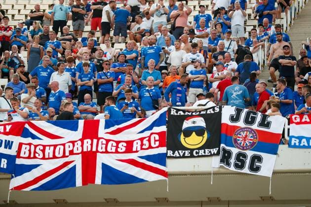 Panathinaikos F.C. v Rangers UEFA Champions League Rangers supporters during the UEFA Champions League Second Qualifying Round Second Leg match at the Olympic Stadium (Greece), Marousi UK Newspapers OUT Copyright: xYannisxHalasx FIL-22021-0011