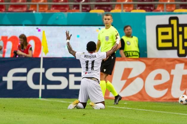 July 30, 2025,UEFA CHAMPIONS LEAGUE, Second qualifying round 2nd leg, FCSV (ROU) vs Shkendija (MKD), Bucharest, National Arena Stadium 11 Ronaldo Webster hands in the air asking the referee for a foul