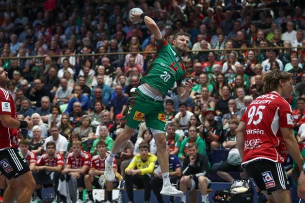 30 07 2025, xtgx, handball, test match, SC Magdeburg Fredericia Handboldklub v l Philipp Weber Magdeburg, 20 throws goal, goal scorer, scores goal, scores the goal Ilsenburg