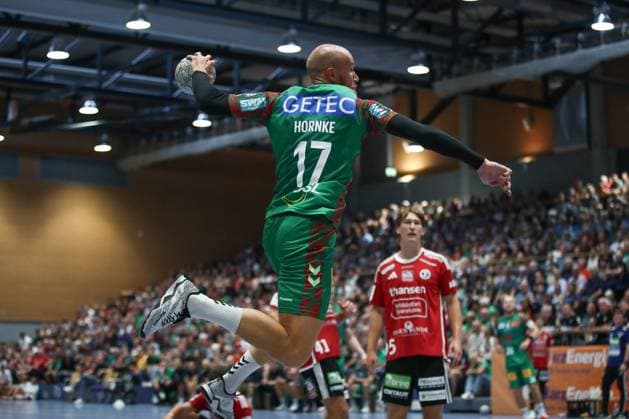 30 07 2025, xtgx, handball, test match, SC Magdeburg Fredericia Handboldklub v l Tim Hornke Magdeburg, 17 throws goal, goal scorer, scores goal, scores the goal Ilsenburg