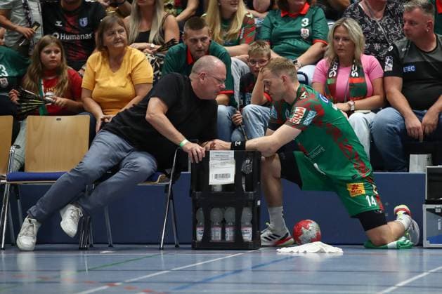 30 07 2025, xtgx, Handball, Test match, SC Magdeburg Fredericia Handboldklub v l Marc Henrik Schmedt Magdeburg, Managing Director , Omar Ingi Magnusson Magdeburg, 14 Ilsenburg