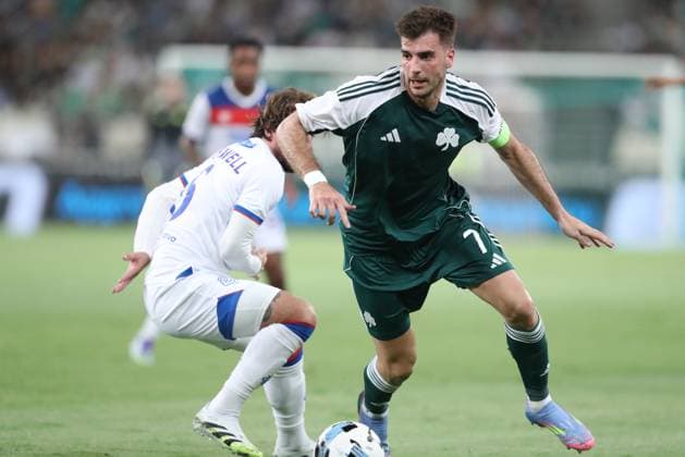 Fotis Ioannidis of Panathinaikos in action during the UEFA Champions League second qualifying round 2nd leg soccer match between Panathinaikos and Rangers held at Olympic Athletic Center of Athens in Athens, Greece, 30 July 2025. IMAGO ONE INCH PRODUCTIONS ATHENS Greece Copyright: xOnexInchxProductionsx 6622245