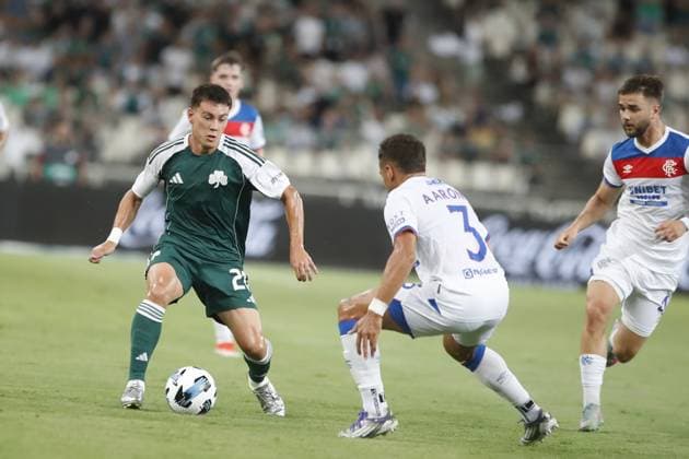 Facundo Pellistri of Panathinaikos in action during the UEFA Champions League second qualifying round 2nd leg soccer match between Panathinaikos and Rangers held at Olympic Athletic Center of Athens in Athens, Greece, 30 July 2025. IMAGO ONE INCH PRODUCTIONS ATHENS Greece Copyright: xOnexInchxProductionsx 6622202