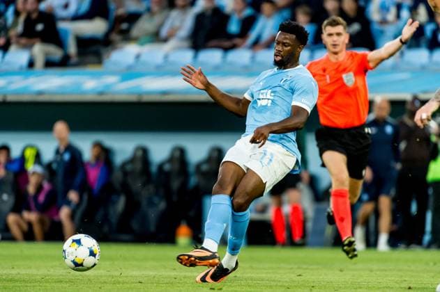 250730 Emmanuel Ekong of Malmö FF during the UEFA Champions League qualifier football match between Malmö FF and FK RFS on July 30, 2025 in Malmö Photo Christian Örnberg BILDBYRAN COP 166 CO0596 fotboll football soccer fotball uefa champions league qualifier champions league malmö ff fk rfs bbeng bbauto  Copyright: CHRISTIANxÖRNBERG BB250730CO061