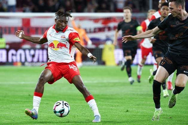 SOCCER - UEFA CL, RBS vs Brann SALZBURG,AUSTRIA,30.JUL.25 - SOCCER - UEFA Champions League, qualification, Red Bull Salzburg vs SK Brann Bergen. Image shows Dorgeles Nene (RBS).  GEPAxpictures xDavidxGeieregger