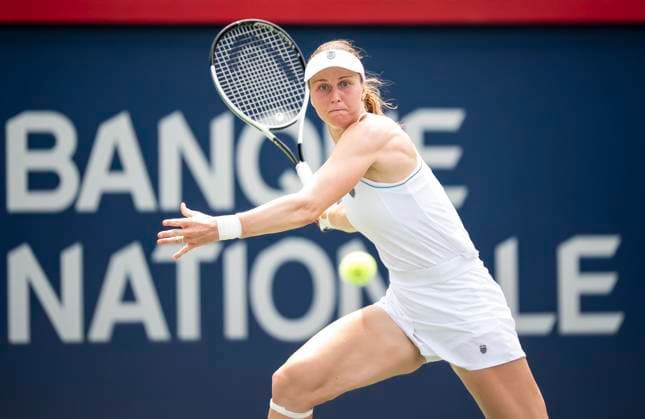 July 30, 2025, Montreal, Pq, CANADA: Liudmila Samsonova of Russia returns the ball during second round tennis action against Naomi Osaka of Japan at the National Bank Open tennis tournament in Montreal on Wednesday, July 30, 2025. Canada News - July 30, 2025  - ZUMAc35_ 20250730_zaf_c35_064 Copyright: xChristopherxKatsarovx