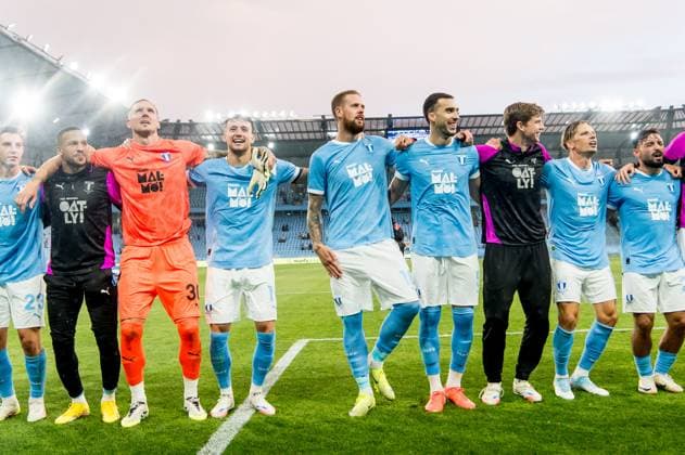 250730 Players of Malmö FF celebrate after the UEFA Champions League qualifier football match between Malmö FF and FK RFS on July 30, 2025 in Malmö Photo Christian Örnberg BILDBYRAN COP 166 CO0596 fotboll football soccer fotball uefa champions league qualifier champions league malmö ff fk rfs bbeng jubel  Copyright: CHRISTIANxÖRNBERG BB250730CO078