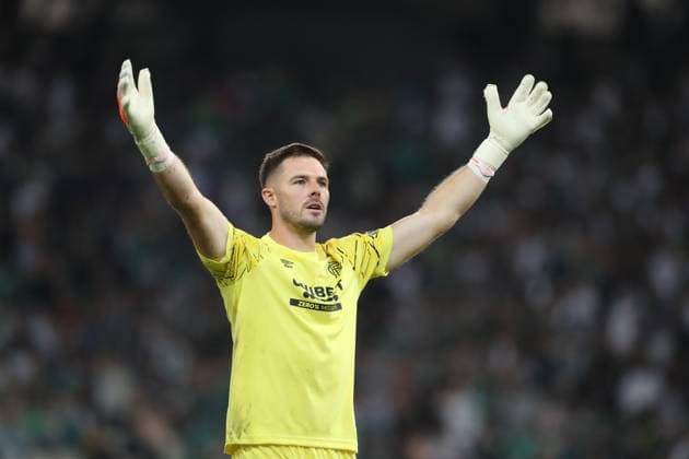 Jack Butland goalkeeper of Rangers in action during the UEFA Champions League second qualifying round 2nd leg soccer match between Panathinaikos and Rangers held at Olympic Athletic Center of Athens in Athens, Greece, 30 July 2025. IMAGO ONE INCH PRODUCTIONS ATHENS Greece Copyright: xOnexInchxProductionsx 6622299