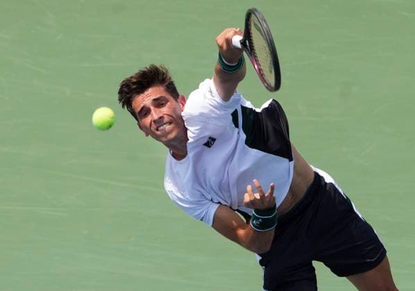 July 30, 2025, Toronto, On, CANADA: Matteo Gigante of Italy serves the ball against Gabriel Diallo of Canada during second round tennis action at the National Bank Open in Toronto on Wednesday, July 30, 2025. Canada News - July 30, 2025  - ZUMAc35_ 20250730_zaf_c35_075 Copyright: xNathanxDenettex
