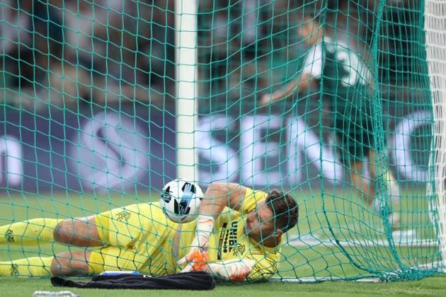 Jack Butland goalkeeper of Rangers in action during the UEFA Champions League second qualifying round 2nd leg soccer match between Panathinaikos and Rangers held at Olympic Athletic Center of Athens in Athens, Greece, 30 July 2025. IMAGO ONE INCH PRODUCTIONS ATHENS Greece Copyright: xOnexInchxProductionsx 16622289