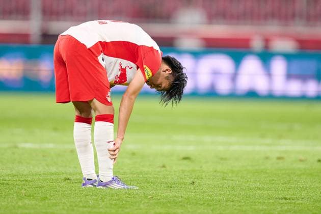 Salzburg, Austria July 30, 2025 Champions League Qualification 2025 2026 RB Salzburg vs SK Brann In the picture Sota Kitano RB unhappy on the pitch Red Bull Arena Copyright: xFotostandx xWassmuthx