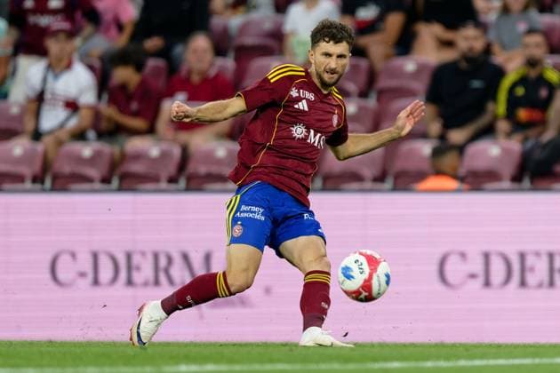 Geneva, Switzerland, July 30 2025 : Miroslav Stevanovic (9 Servette FC) shoots the ball (action) during the UEFA Champions League Second Qualifying Round match between Servette FC and Viktoria Plzen at Stade de Geneve in Geneva, Switzerland (Giuseppe Velletri SPP) Copyright: xGiuseppexVelletrix xSPPx spp-en-GiVeSp-DZ9_9322