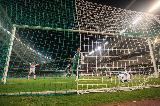 Djeidi Gassama of Rangers scores during the Champions League second qualifying round second leg match at the Athens Olympic Stadium, Greece. Panathinaikos v Rangers - UEFA Champions League Second Qualifying Round - Athens Olympic Stadium, Greece - 30 Jul 2025Athens Athens Olympic Stadium United Kingdom  Copyright: xO Rourke RangersxFC Shutterstockx 15420963eb