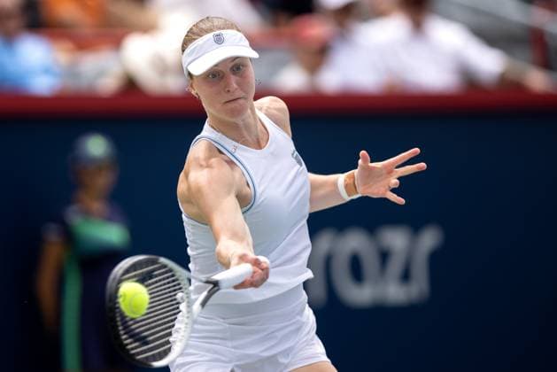 July 30, 2025, Montreal, Quebec, Canada: LIUDMILA SAMSONOVA forehand in third set against Naomi Osaka from Japan in round of 64 at Canadian Open at IGA stadium in Montreal, Quebec, Canada on 2024-05-24 Montreal Canada - ZUMAl189 20250730_zsp_l189_037 Copyright: xYannickxLegarex
