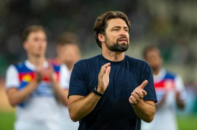 30th July 2025; Spiros Louis Olympic Stadium, Athens, Greece; UEFA Champions League Second Qualifying Round Second Leg Football, Panathinaikos versus Rangers; Rangers Manager Russell Martin applauds the fans after the draw and aggregate win  VagelisxGeorgariou