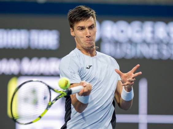 July 30, 2025, Toronto, On, Canada: Fabian Marozsan of Hungary hits a forehand return to Felix Auger-Aliassime of Canada during their match at the National Bank Open in Toronto on Wednesday July 30, 2025. Canada News - July 30, 2025  - ZUMAc35_ 20250730_zaf_c35_149 Copyright: xFrankxGunnx