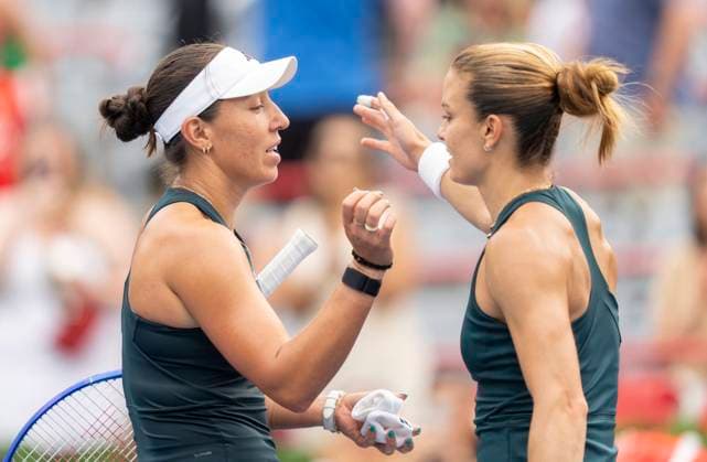 July 30, 2025, Montreal, Pq, Canada: Jessica Pegula of the United States, left, is congratulated on her win by Maria Sakkari of Greece during second round tennis action at the National Bank Open in Montreal, Wednesday, July 30, 2025. Canada News - July 30, 2025  - ZUMAc35_ 20250730_zaf_c35_129 Copyright: xChristinnexMuschix