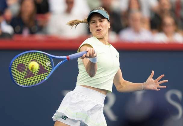 July 30, 2025, Montreal, Pq, Canada: p>Eugenie Bouchard of Canada hits a return to Belinda Bencic of Switzerland during second round tennis action at the National Bank Open in Montreal, Wednesday, July 30, 2025. Canada News - July 30, 2025  - ZUMAc35_ 20250730_zaf_c35_166 Copyright: xChristinnexMuschix