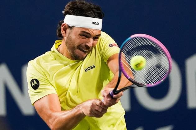 National Bank Open 2025 - Day 5 TORONTO, CANADA - JULY 30: Taylor Fritz of the United States in action against Roberto Carballes Baena of Spain on day five of the 2025 National Bank Open at Sobeys Stadium in Toronto, Ontario, Canada on July 30, 2025. Mert Alper Dervis Anadolu Ontario Canada. Editorial use only. Please get in touch for any other usage.  Copyright: x2025xAnadoluxMertxAlperxDervisx