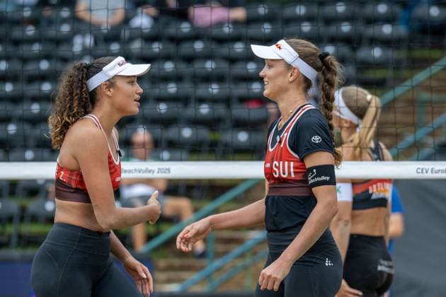 European Championship Beach Volleyball Düsseldorf, 31 07 2025 Zoe Verge Depre SUI , Anouk Verge Depre SUI European Championship Beach Volleyball Düsseldorf on 31 07 2025 Copyright: xBEAUTIFULxSPORTS PeterxWeberx