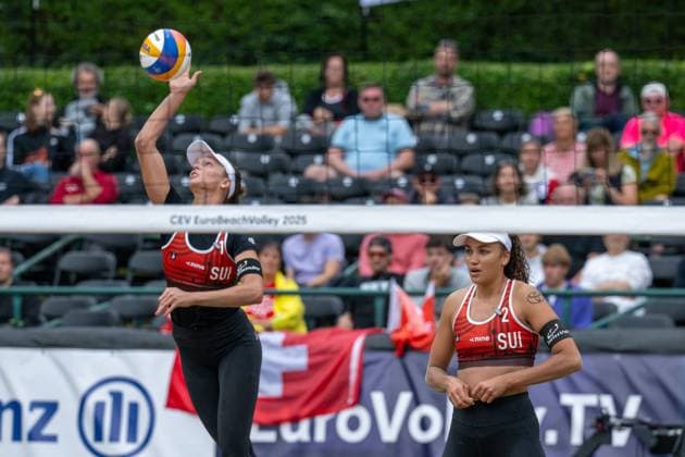 European Championship Beach Volleyball Düsseldorf, 31 07 2025 Anouk Verge Depre SUI , Zoe Verge Depre SUI European Championship Beach Volleyball Düsseldorf on 31 07 2025 Copyright: xBEAUTIFULxSPORTS PeterxWeberx