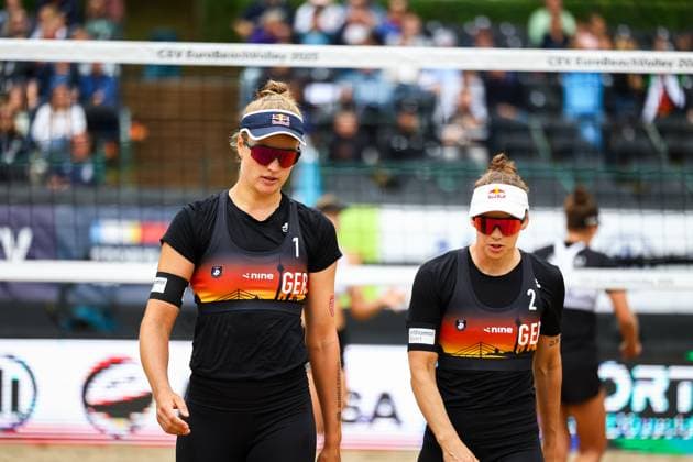 Beach volleyball I European Championship 2025 I Group stage I 31 07 2025 Svenja Müller Germany and Cinja Tillmann Germany Düsseldorf Rochusclub Düsseldorfer Tennisclub e V Germany Copyright: xLobeca JasperxLorenzx