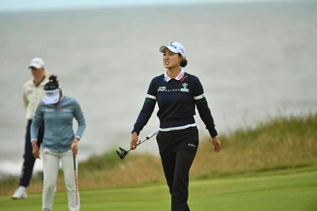 31st July 2025; Royal Porthcawl Golf Club, Porthcawl, Wales; AIG Womens Open Golf, Round 1; Minjee Lee smiles after making a birdie putt  AledxHopkins