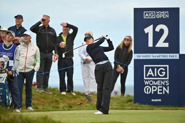 31st July 2025; Royal Porthcawl Golf Club, Porthcawl, Wales; AIG Womens Open Golf, Round 1; Aline Krauter teeing off on the 12th hole  AledxHopkins