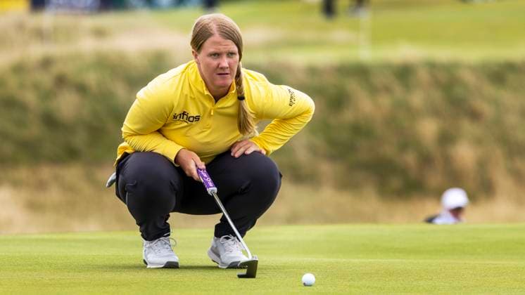 SWANSEA, WALES 20250731 Swedens Ingrid Lindblad looks over her putting line on the 16th hole during the first day of competition of the AIG Women™s Open Golf at the Royal Porthcrawl in Swansea, Wales Swansea Wales x40750x  Copyright: xChristerxHöglund TTx AIG WOMEN S OPEN