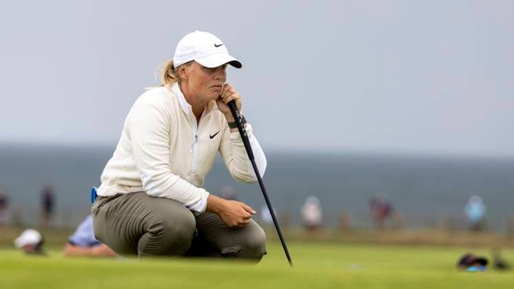 SWANSEA, WALES 20250731 Swedens Maja Stark looks over her putting line on the 15th hole during the first day of competition of the AIG Women™s Open Golf at the Royal Porthcrawl in Swansea, Wales Swansea Wales x40750x  Copyright: xChristerxHöglund TTx AIG WOMEN S OPEN