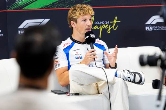 F1 - HUNGARIAN GRAND PRIX 2025 press conference, PK, Pressekonferenz LAWSON Liam (nzl), Visa Cash App RB F1 Team VCARB02, portrait during the 2025 Formula 1 Lenovo Hungarian Grand Prix, 14th round of the 2025 FIA Formula One World Championship, WM, Weltmeisterschaft from August 1 to 3, 2025 on the Hungaroring, in Mogyorod, Hungary - MogyorodHungary Copyright: xJulienxDelfossex