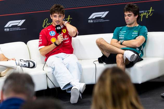 F1 - HUNGARIAN GRAND PRIX 2025 press conference, PK, Pressekonferenz LECLERC Charles (mco), Scuderia Ferrari SF-25, portrait during the 2025 Formula 1 Lenovo Hungarian Grand Prix, 14th round of the 2025 FIA Formula One World Championship, WM, Weltmeisterschaft from August 1 to 3, 2025 on the Hungaroring, in Mogyorod, Hungary - MogyorodHungary Copyright: xJulienxDelfossex
