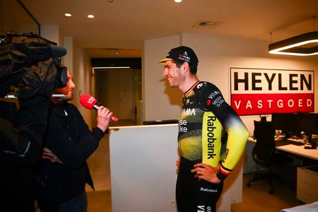 Cycling Criterium Herentals HERENTALS, BELGIUM - JULY 31 : Van Aert Wout (BEL) of Team Visma - Lease a Bike during an interview pictured during Herentals Fietst an after Tour Criterium in Herentals. On July 31, 2025 in Herentals, Belgium, 31 07 2025 Herentals Belgium  Copyright: xGvgx